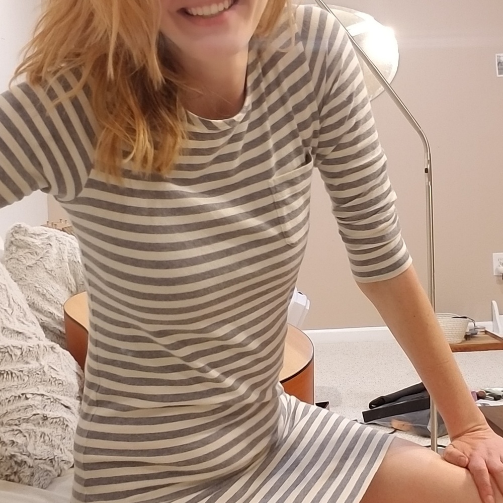 Theory dress- grey and white stripes